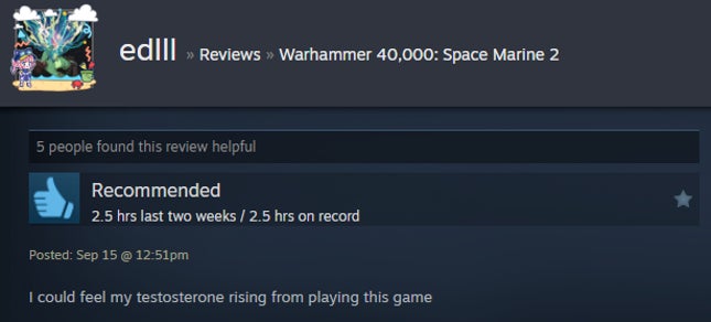 Screenshot of the article titled Warhammer 40,000: Space Marine 2, As Reported by Steam Reviews